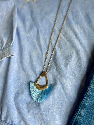 Blue Tassel Necklace